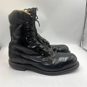 Chippewa Front Zip Boots Black Leather Fire Fighter Steel Toe Work Mens 10D USA
